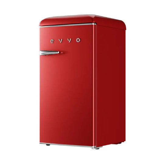 Evvo Frigorífico Mini F25 Retro rojo, 90 litros, Diseño Vintage, bajo consumo, silencioso